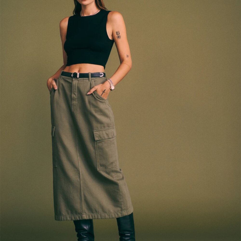 Reformation Maggi Cargo Midi Skirt - 28